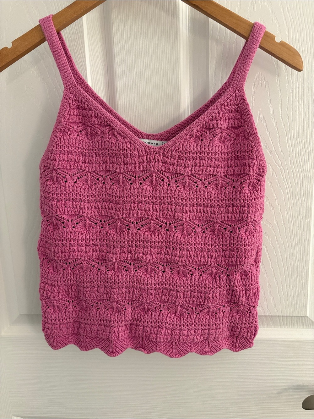 Staccato Hot Pink Crochet Knit Camisole